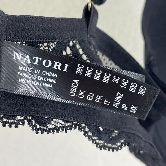 Natori Feathers Underwire Bra 36C Black Lace Nylon Mesh 730023 - Picture 4 of 10
